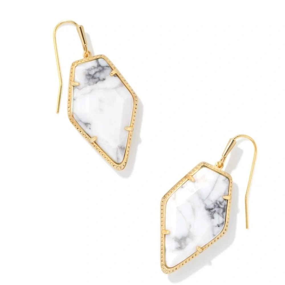 KENDRA SCOTT Framed Tessa Drop Earrings in White Howlite NWT 80$